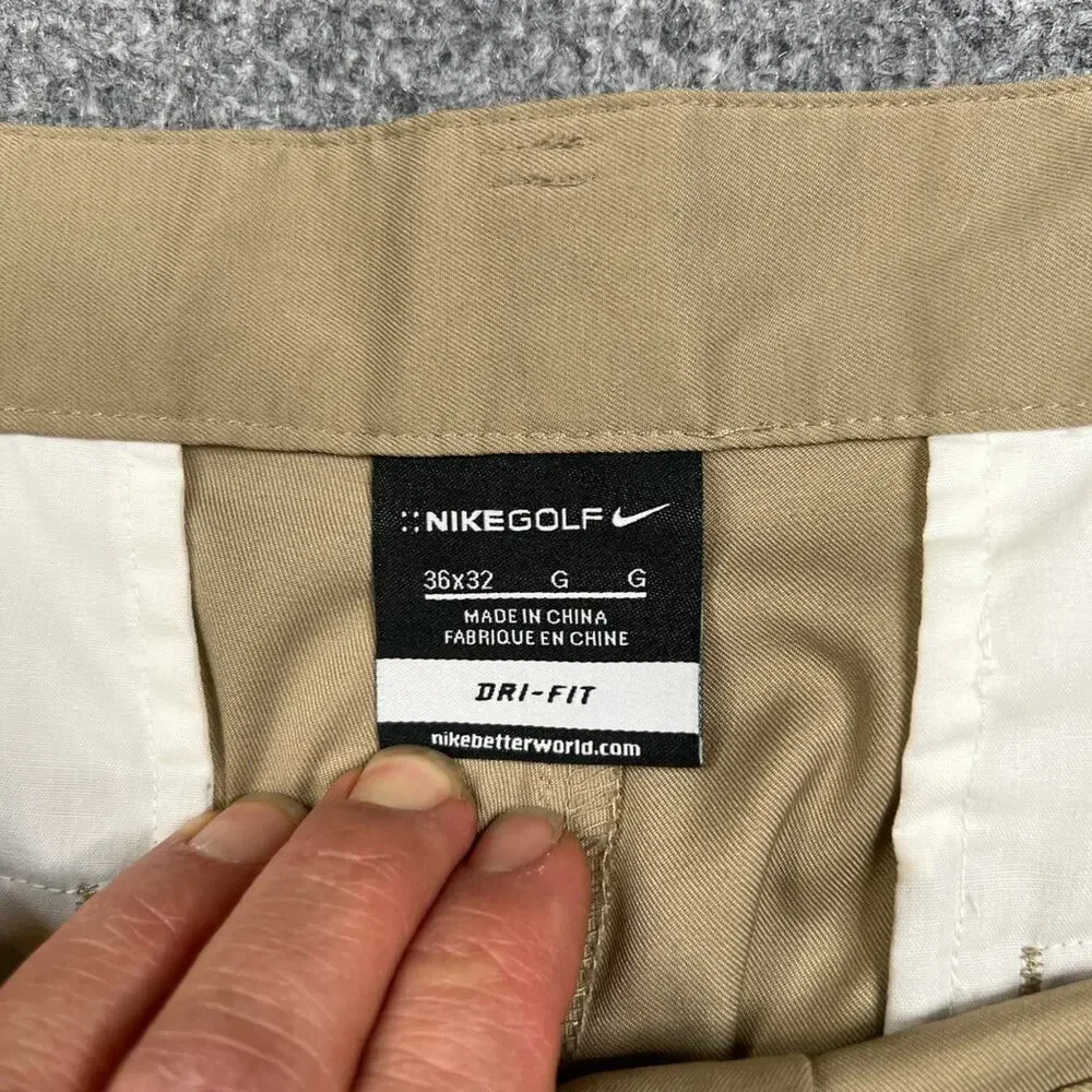 Nike Pants Mens 36 Beige Golf DriFit Tech Flat Front Performance Chino Quick Dry
